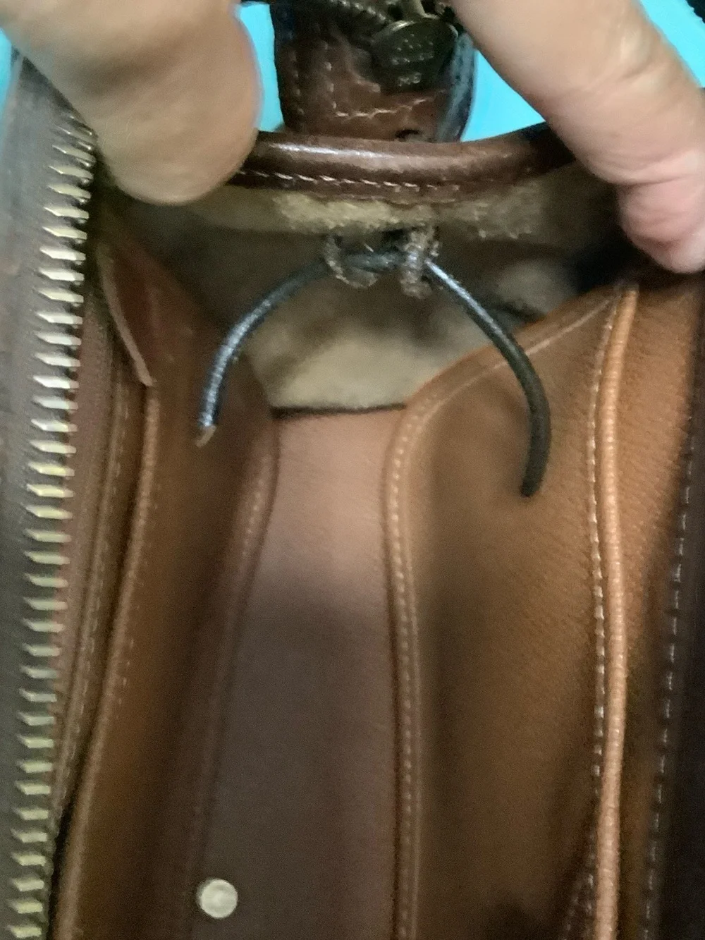 Dooney & Bourke Brown All-Weather Leather Satchel with Gold Hardware